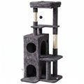 Arbre à Chat 4 Niveaux 132 cm, Niche, Lit, Plateforme, Poteaux à Griffer en Sisal, Jouets Suspendus, Gris Foncé-0