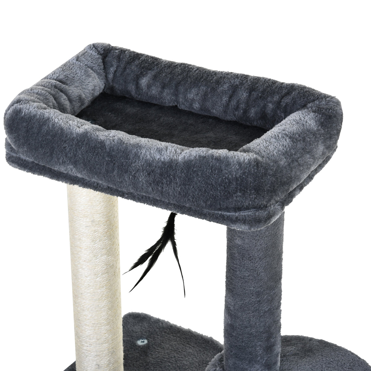 Arbre à chats avec griffoirs grattoirs sisal naturel centre d'activités niche plateformes 2 jouets suspendus gris-7