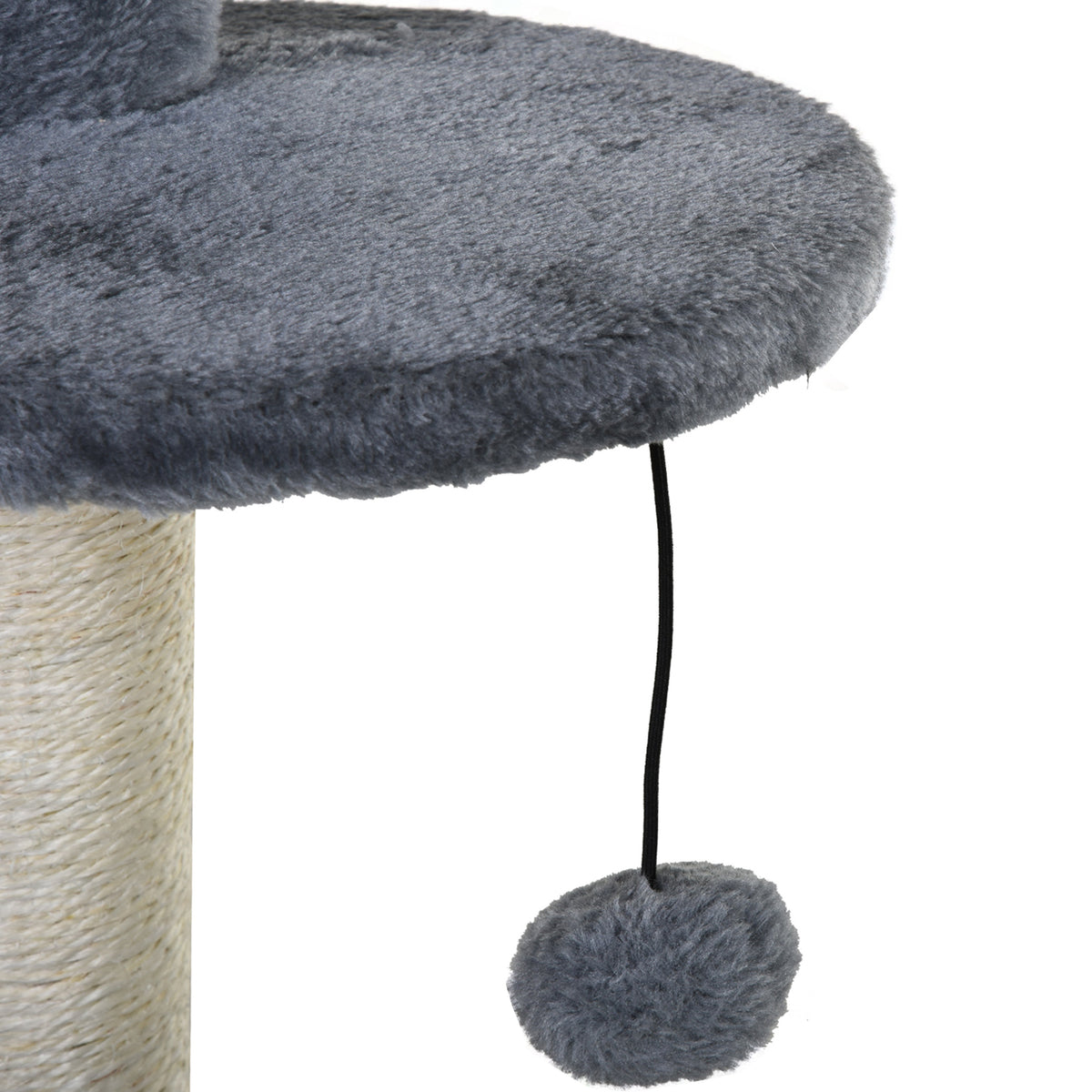 Arbre à chats avec griffoirs grattoirs sisal naturel centre d'activités niche plateformes 2 jouets suspendus gris-8