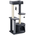 Arbre à chats avec griffoirs grattoirs sisal naturel centre d'activités niche plateformes 2 jouets suspendus gris-0